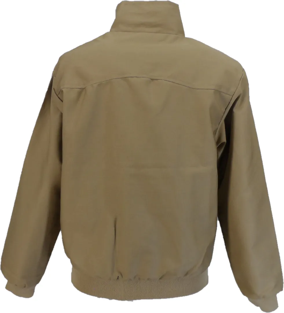 Mens Camel Beige Retro Mod Classic Harrington Jacket