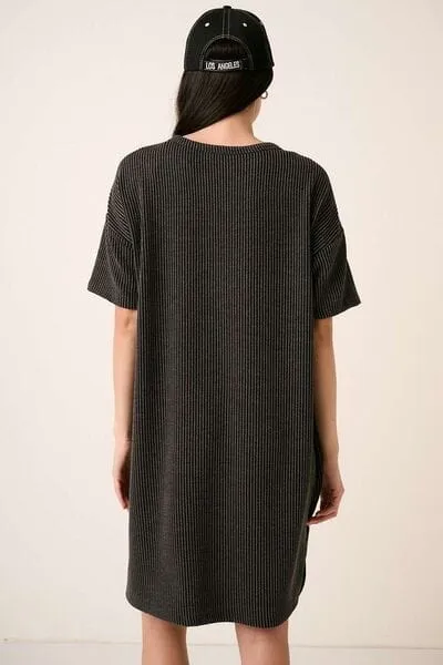 Mittoshop Urban Rib Knit Short Sleeve Tee Dress