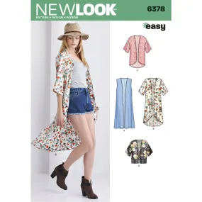 New Look Pattern 6378 Misses' Easy Kimonos with Length Variations