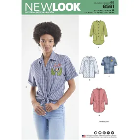 New Look Pattern 6561 Women's Shirts in Three Lengths