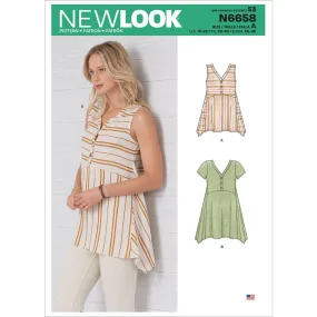 New Look Sewing Pattern N6658 Misses' Handkerchief Hemmed Top