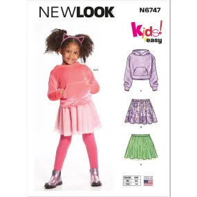 New Look Sewing Pattern N6747 Children's Hoodie and Skirts