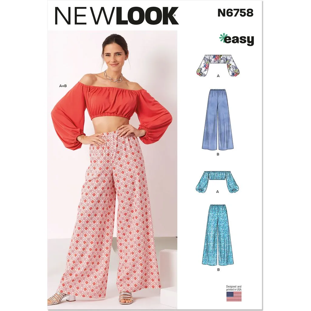 New Look Sewing Pattern N6758 Misses' Top and Pants