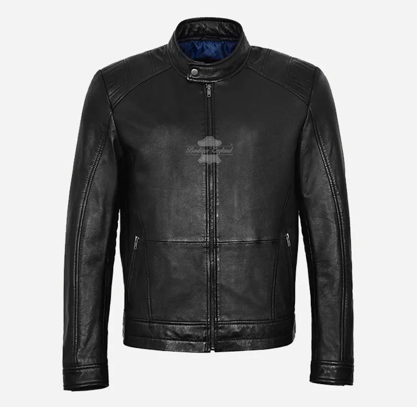 OAKVALE Men's Black Leather Biker Jacket Casual Fashion Jacket