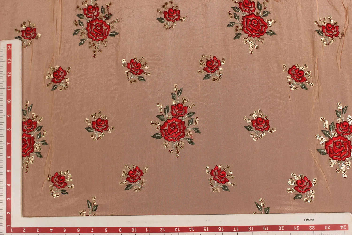 Peach Chinon Chiffon Fabric