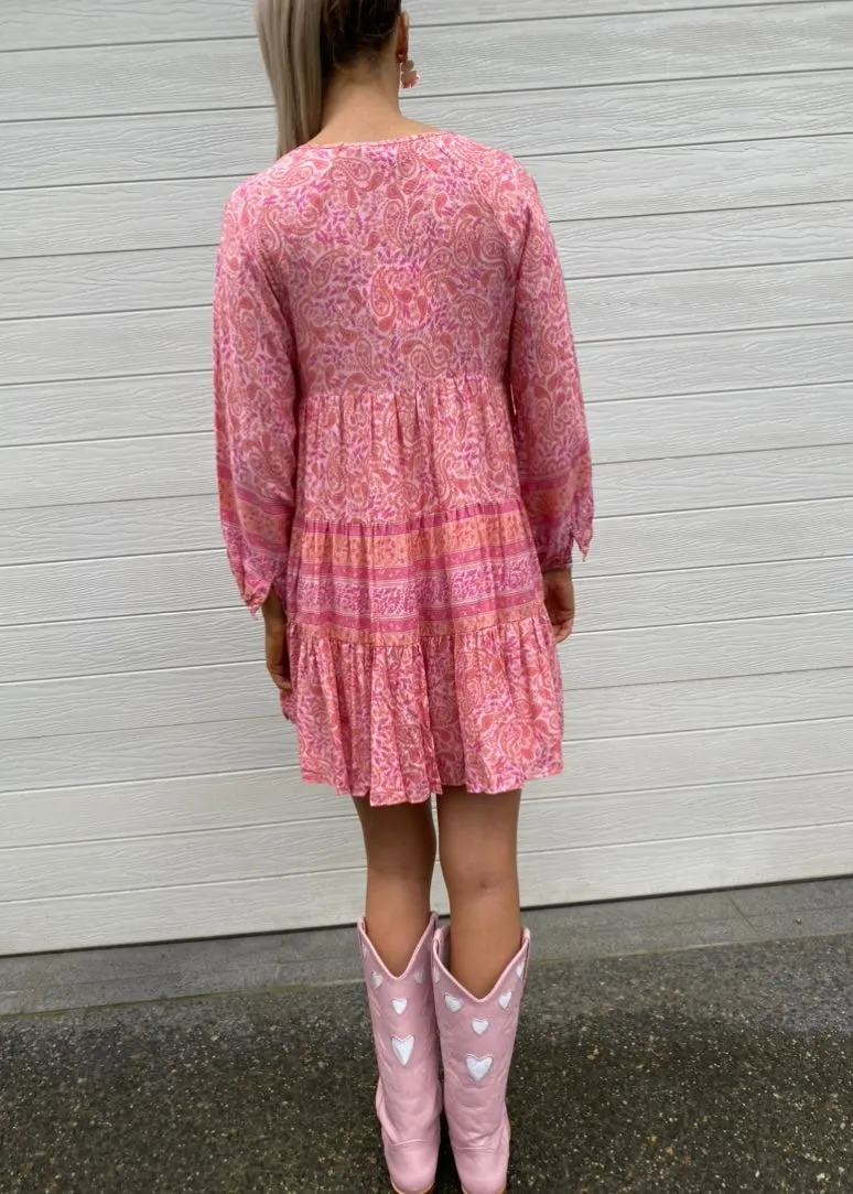 Pearl dress - Pink paisley Print