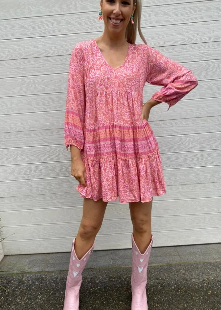 Pearl dress - Pink paisley Print