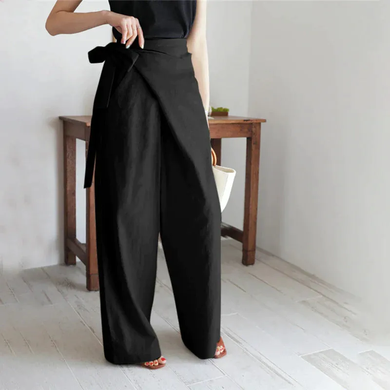 Phoebe - Cotton trousers with wrap detail