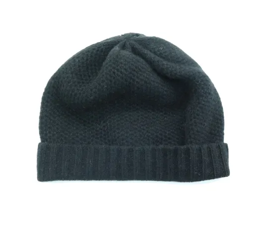 PORTOLANO - Cashmere Honeycomb Beanie in Black