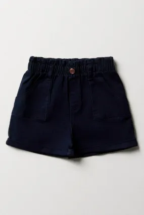 Pull On Denim Shorts Dark Blue