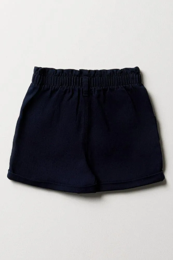 Pull On Denim Shorts Dark Blue