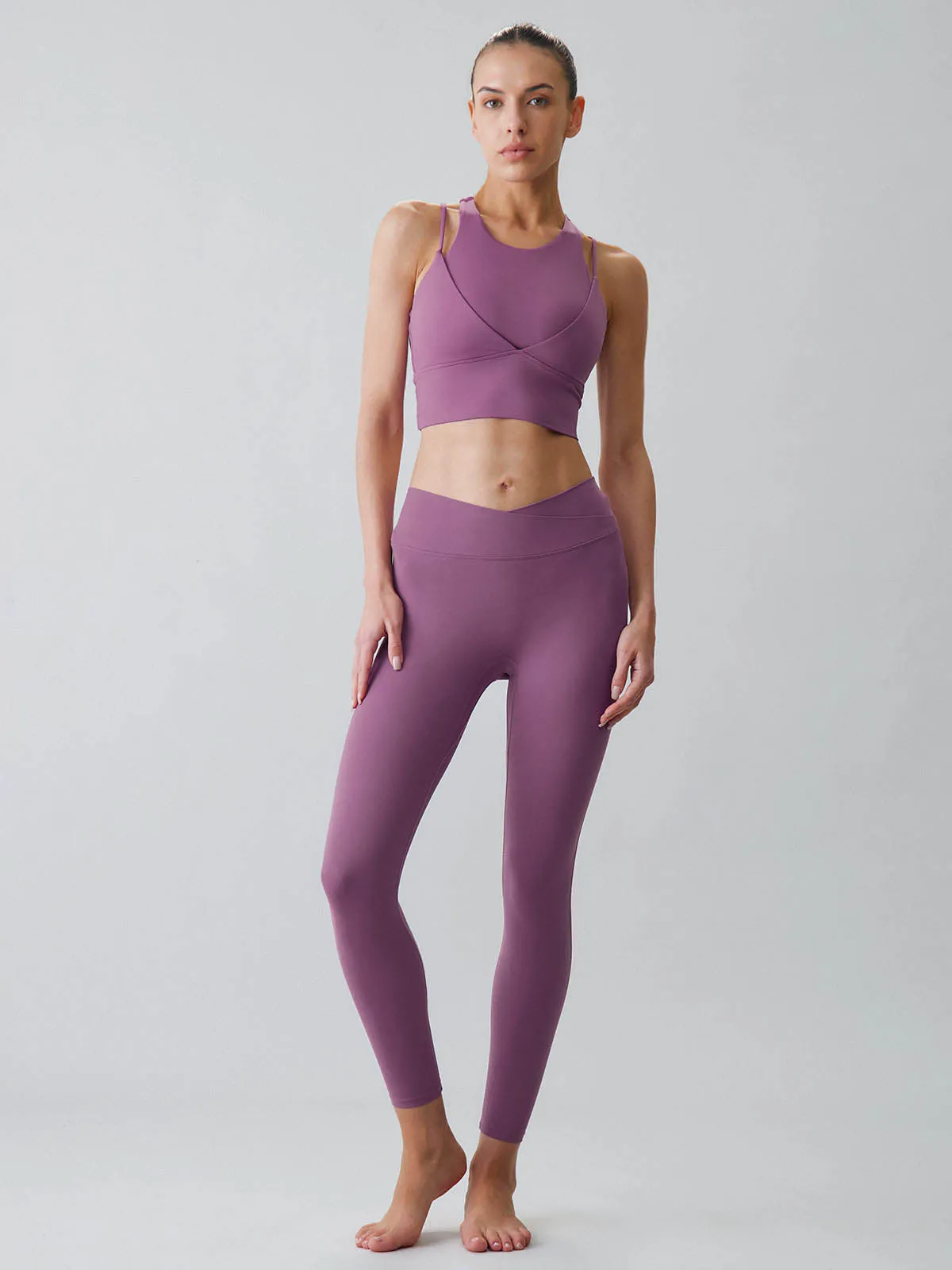 Purple V-Cut Scrunch Leggings 24″