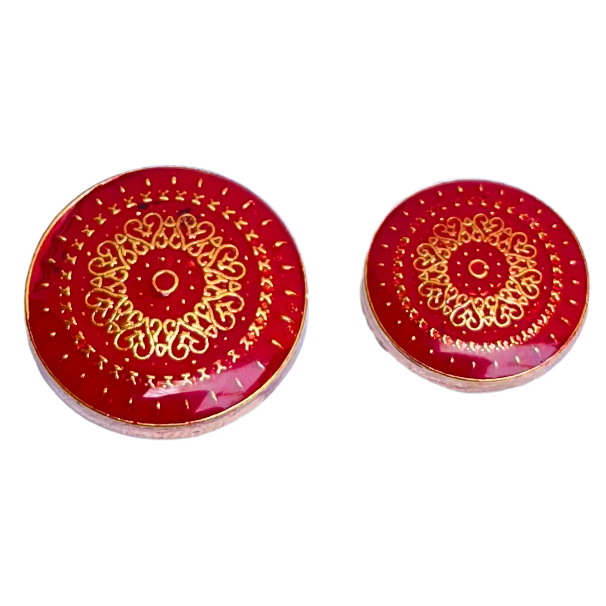 Red and Golden Designer Metal Buttons