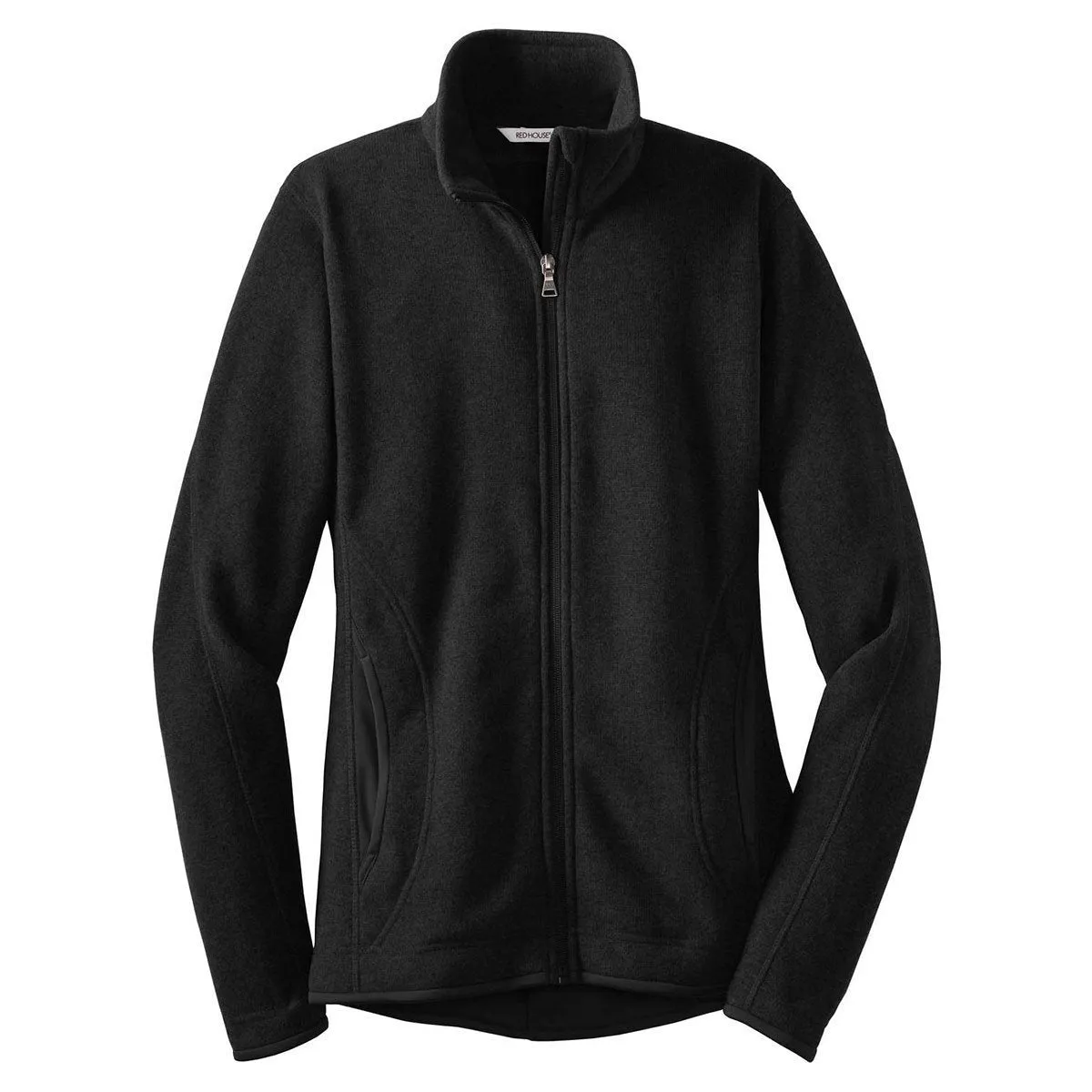 Red House Women's Black Sweater Fleece Full-Zip Jacket