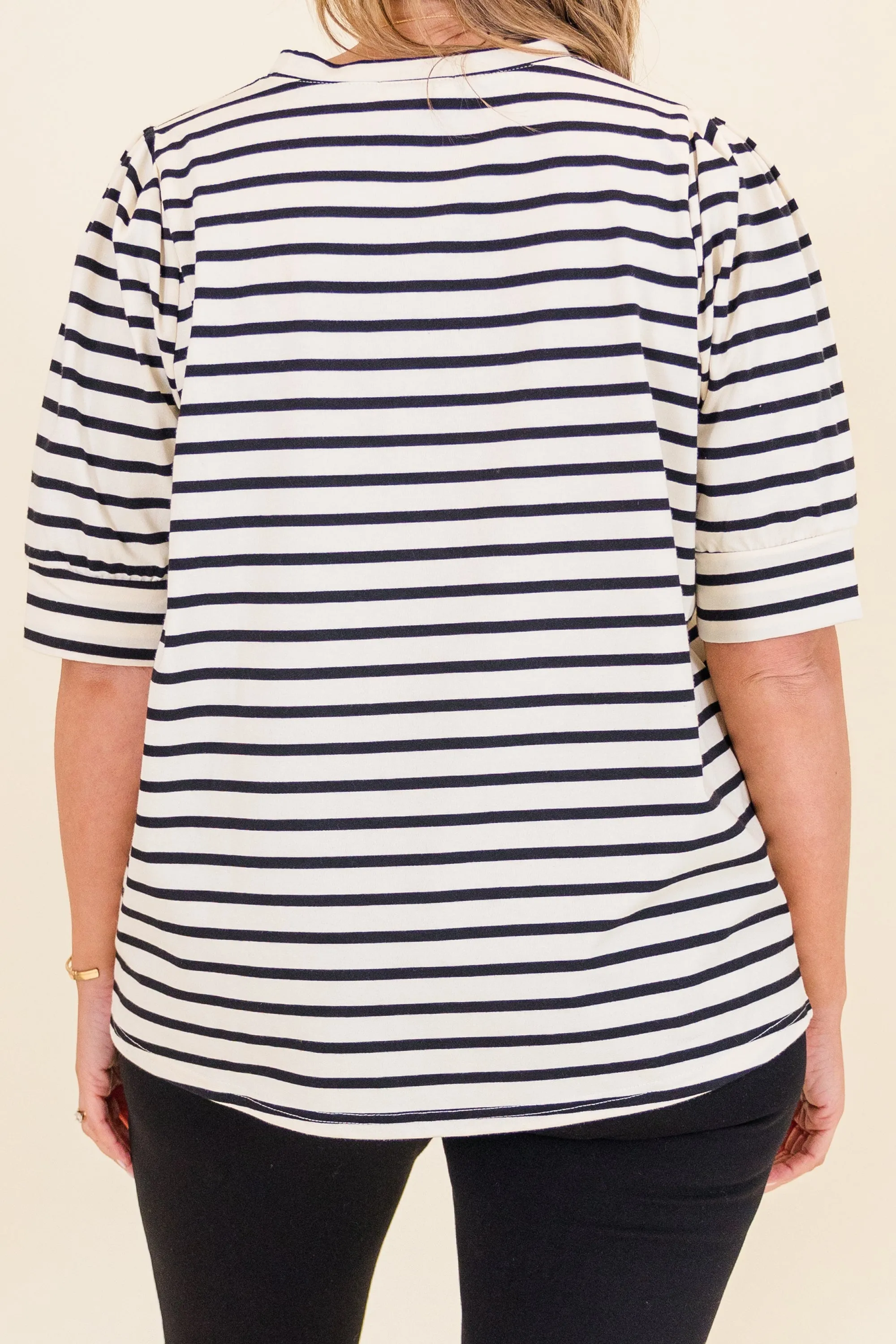 Signature Stripes Top, Black-White