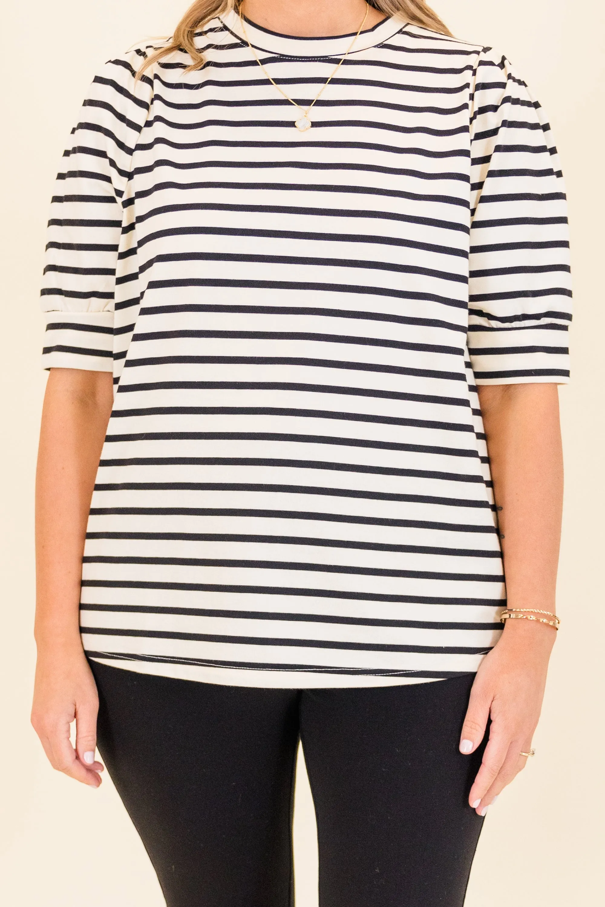 Signature Stripes Top, Black-White