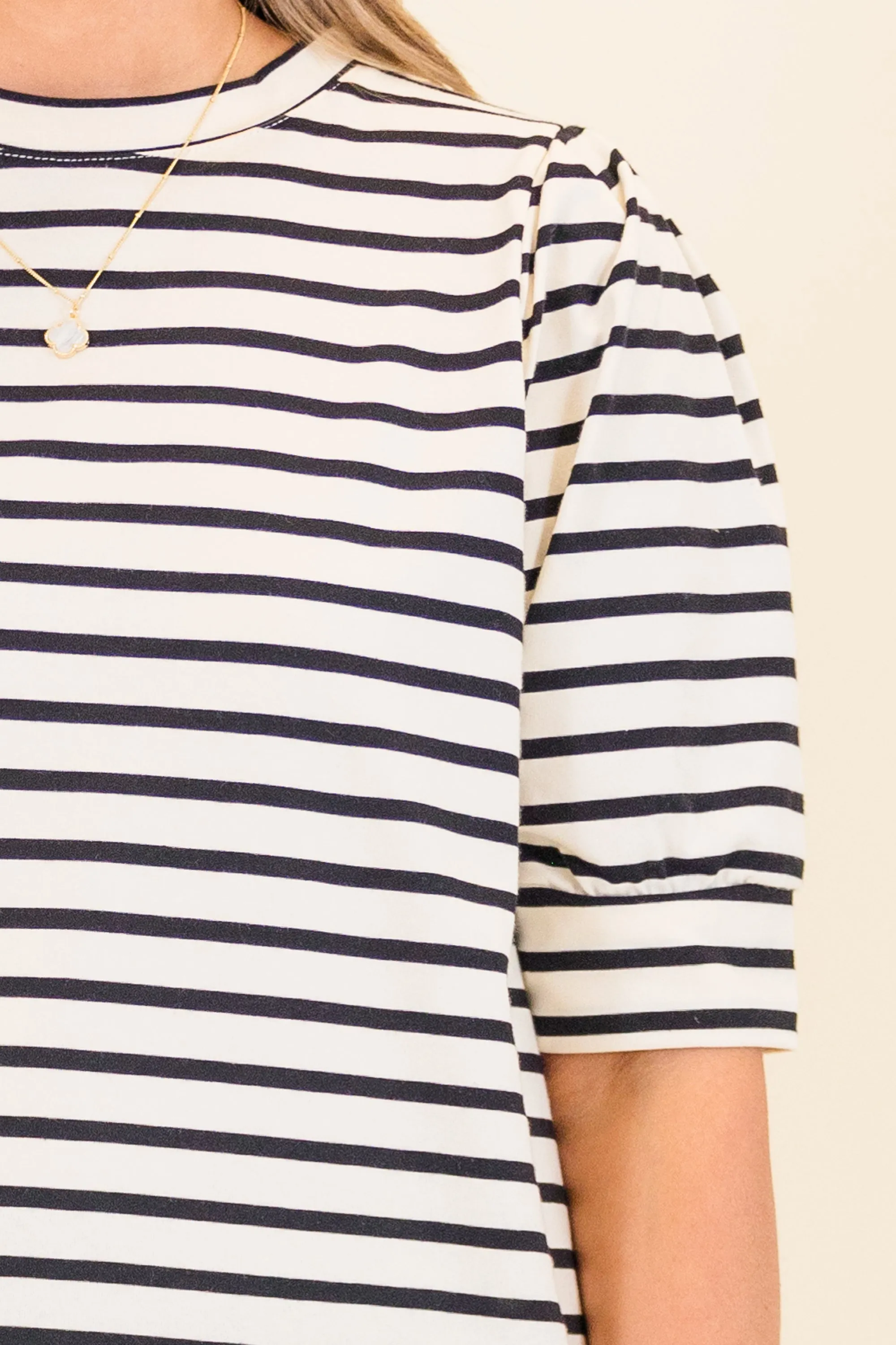 Signature Stripes Top, Black-White