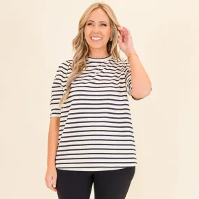 Signature Stripes Top, Black-White