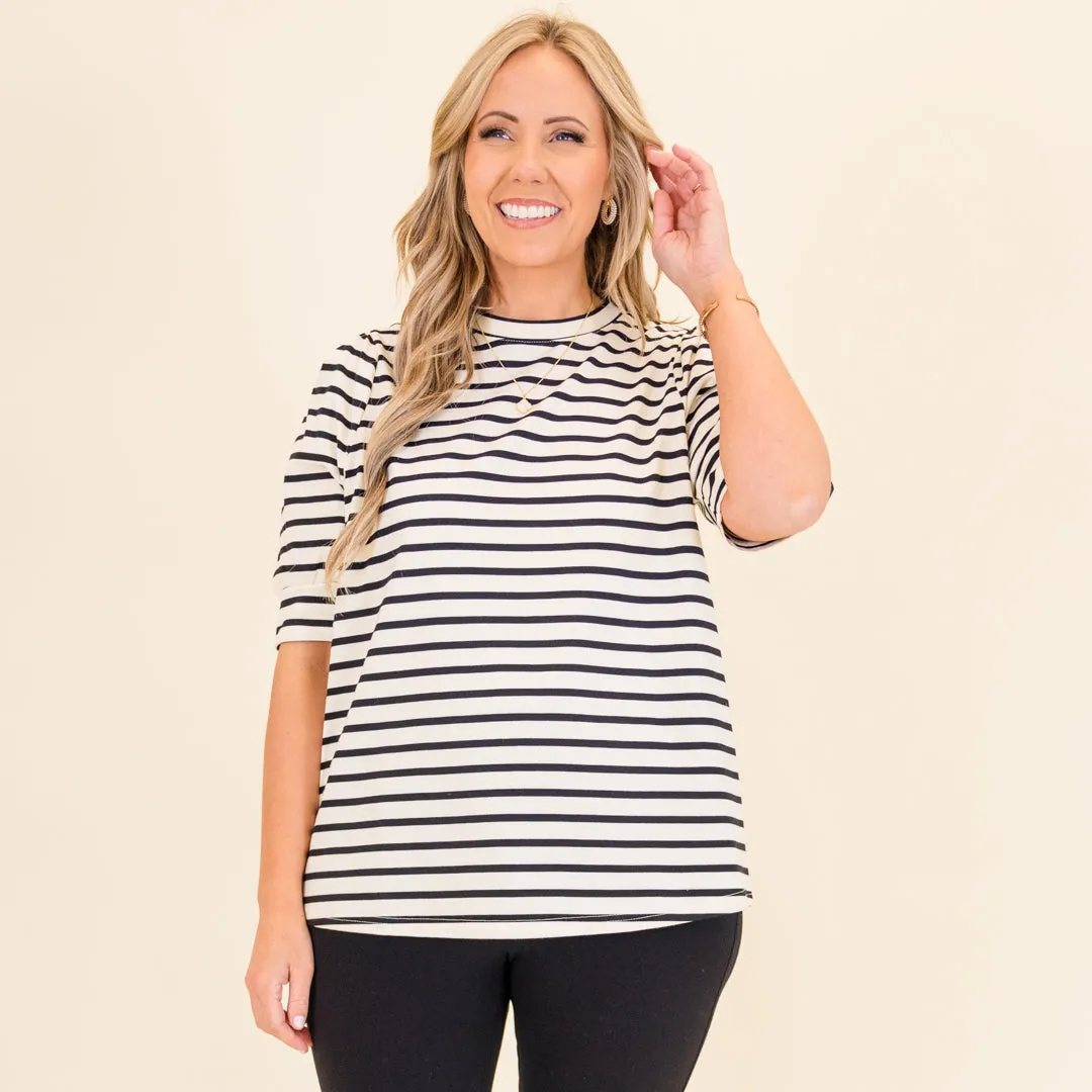 Signature Stripes Top, Black-White