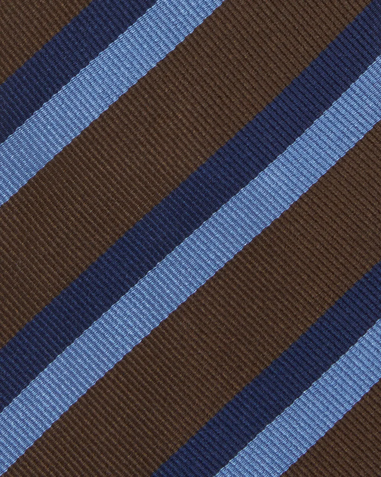 Silk Woven Tie in Brown/Sky/Blue Stripe