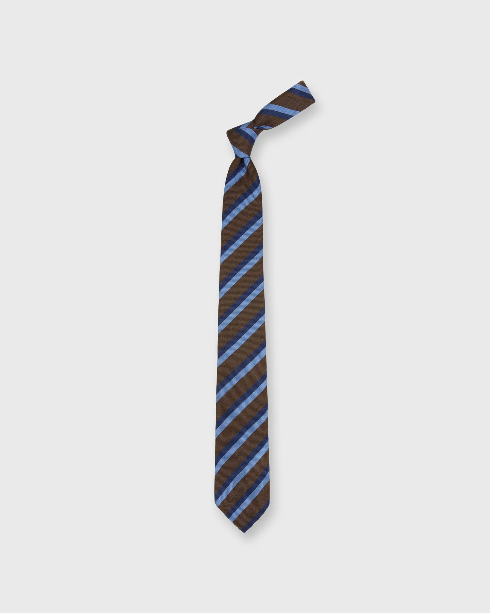 Silk Woven Tie in Brown/Sky/Blue Stripe