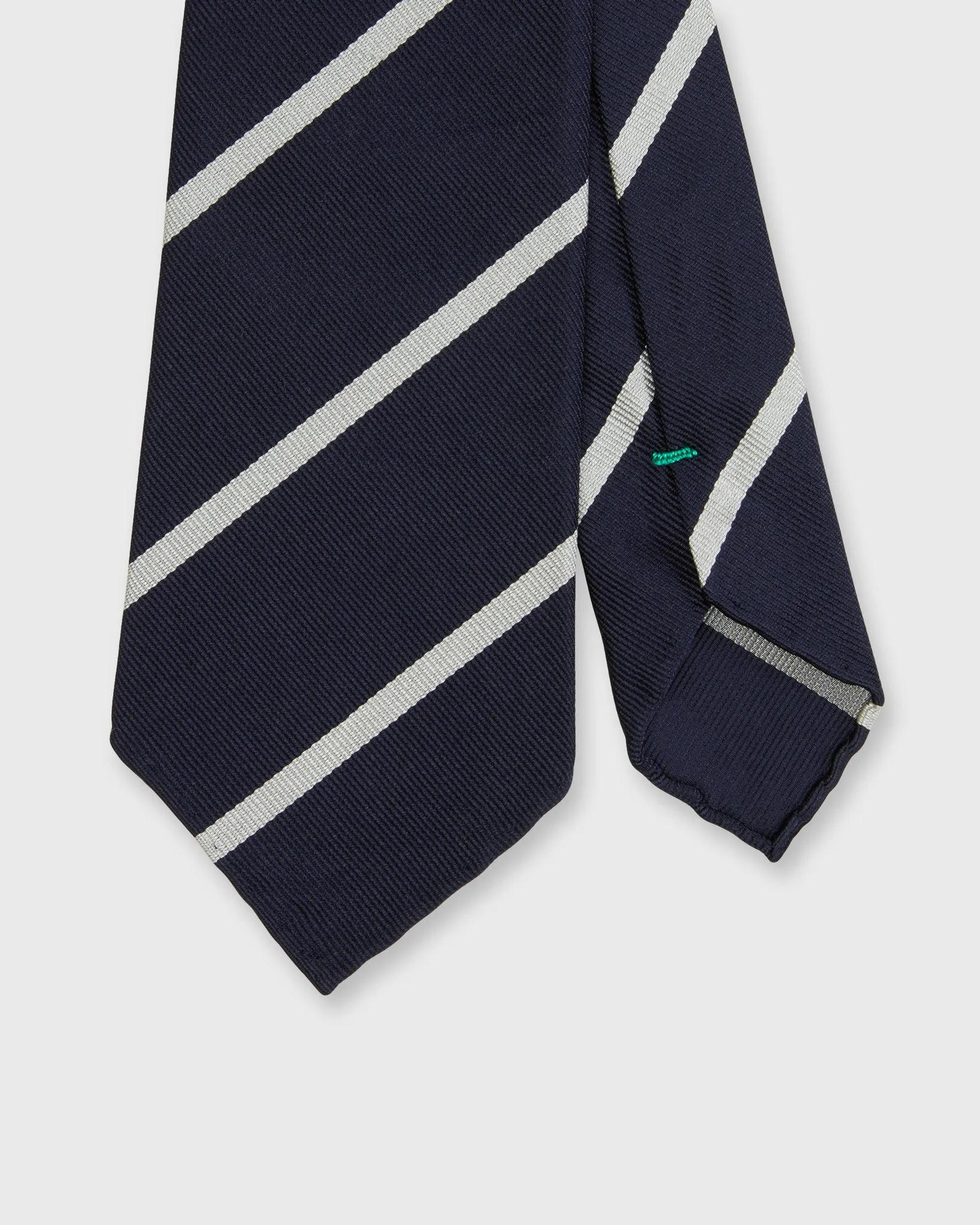 Silk Woven Tie in Midnight/Bone Bar Stripe