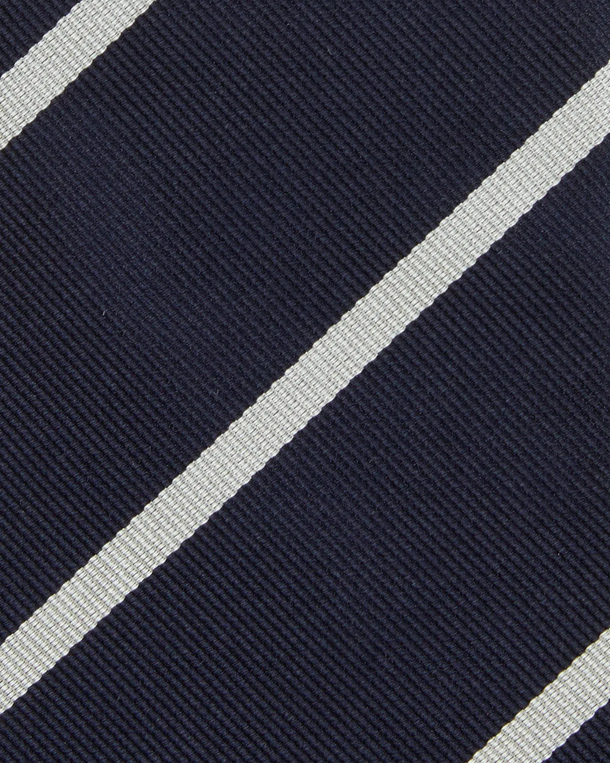 Silk Woven Tie in Midnight/Bone Bar Stripe