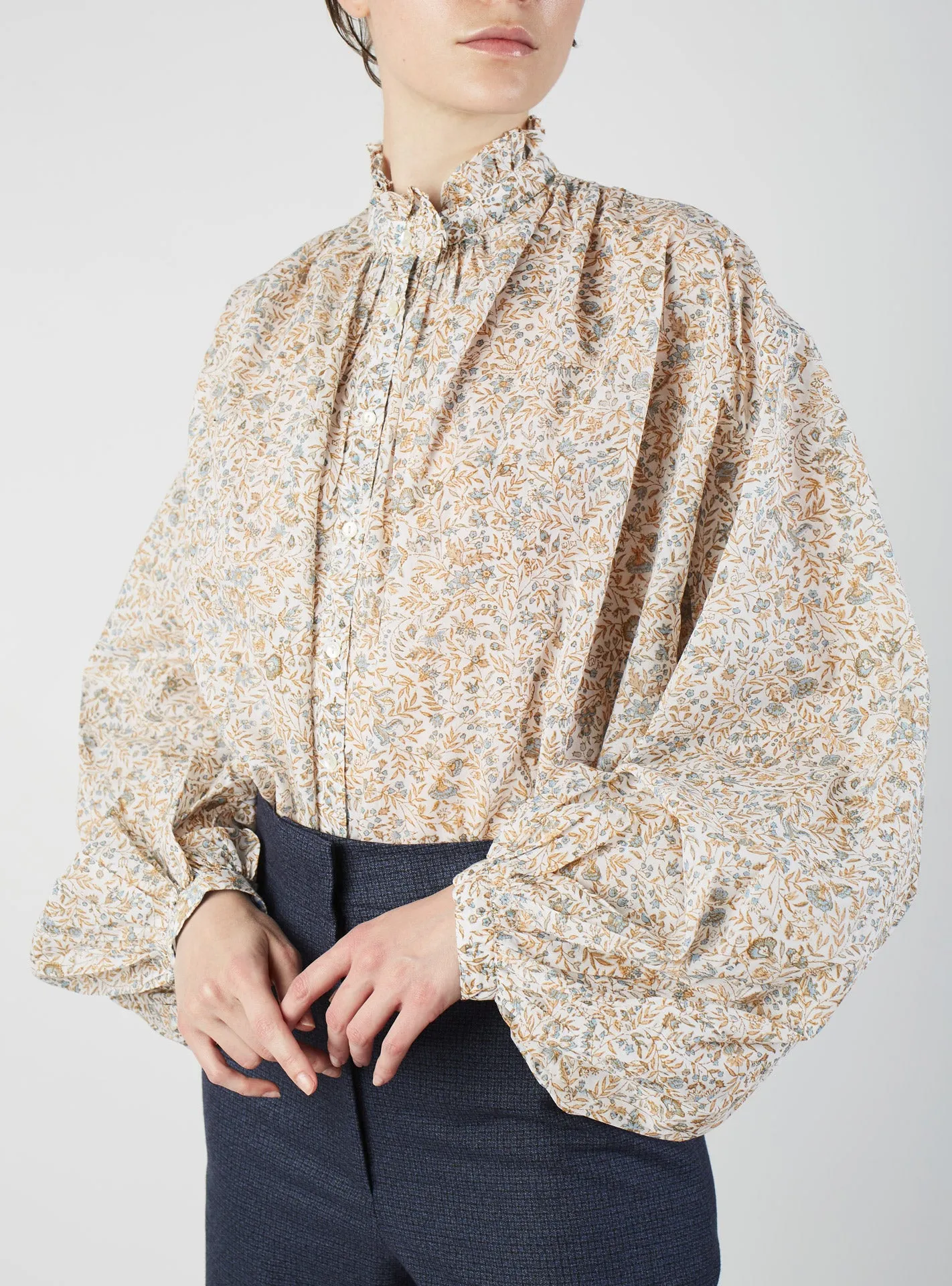 Slava Blouse - Floral Jaal - Multico Petrol