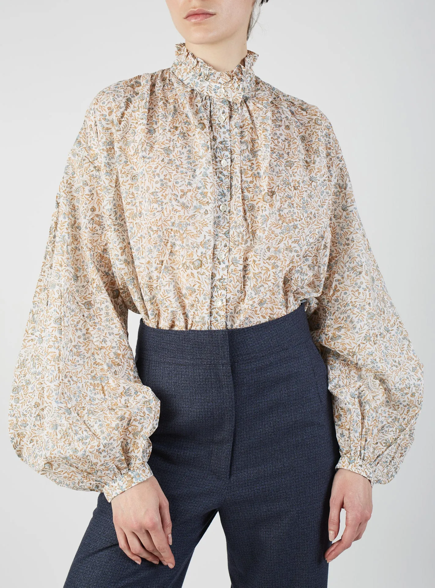 Slava Blouse - Floral Jaal - Multico Petrol