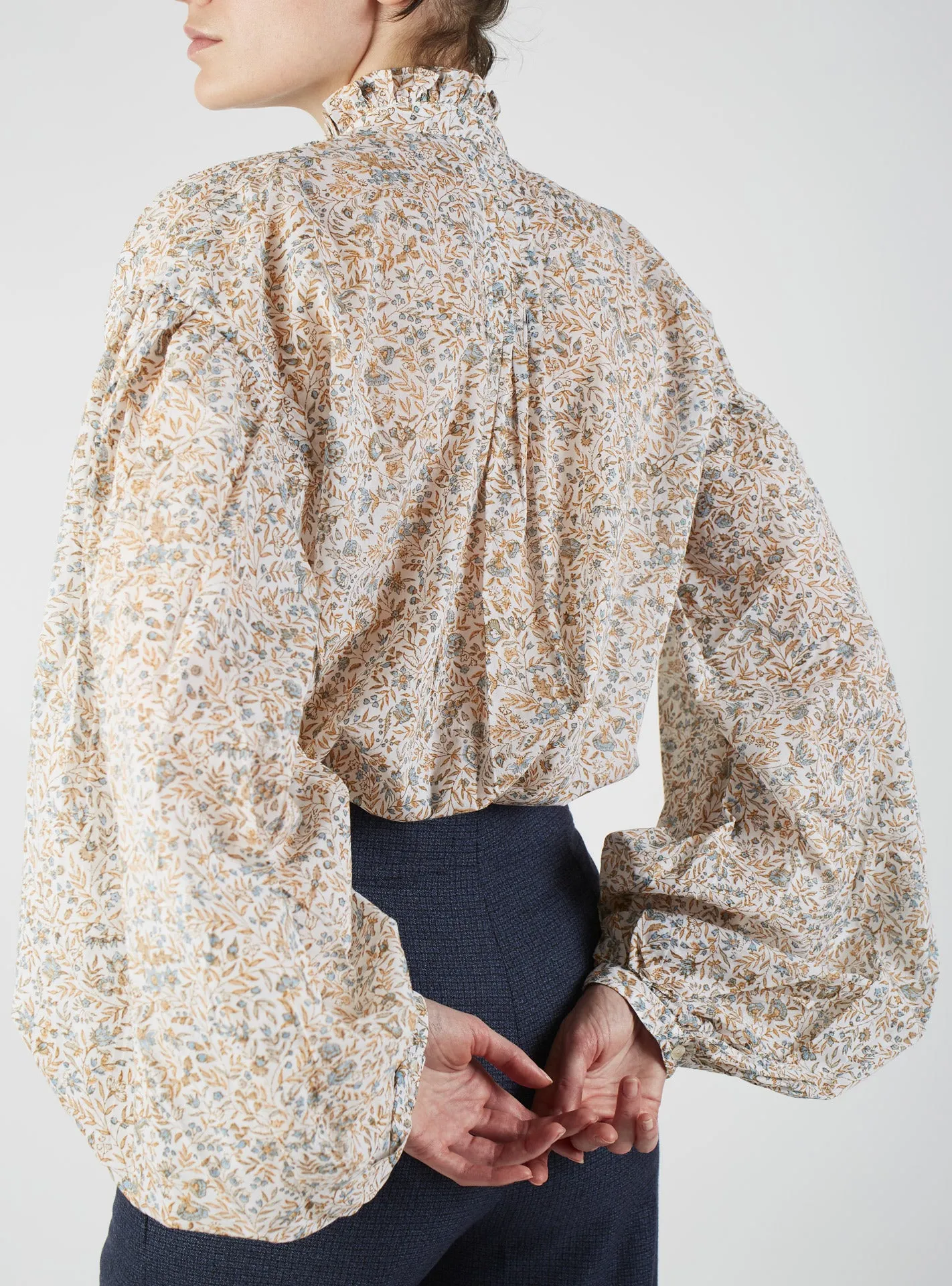 Slava Blouse - Floral Jaal - Multico Petrol