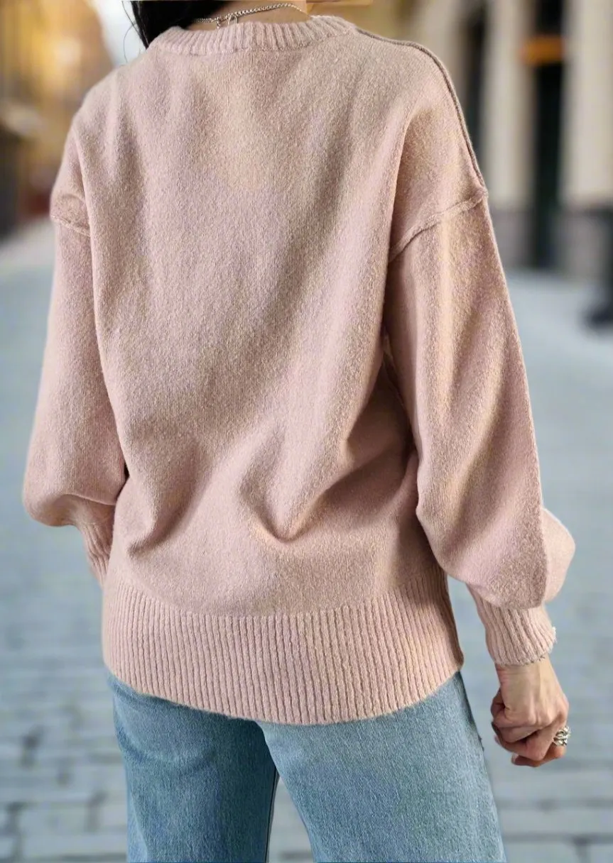 SLOUCHY PINK CLOUD SWEATER