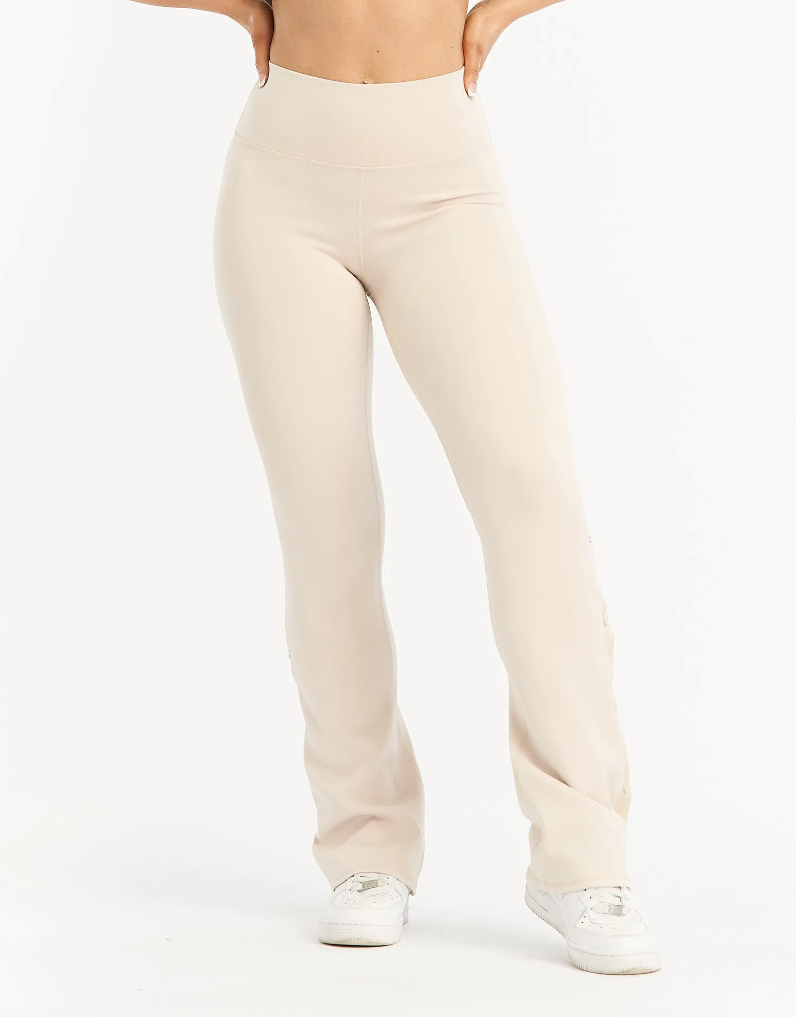 Split Flare Pants - Oatmeal