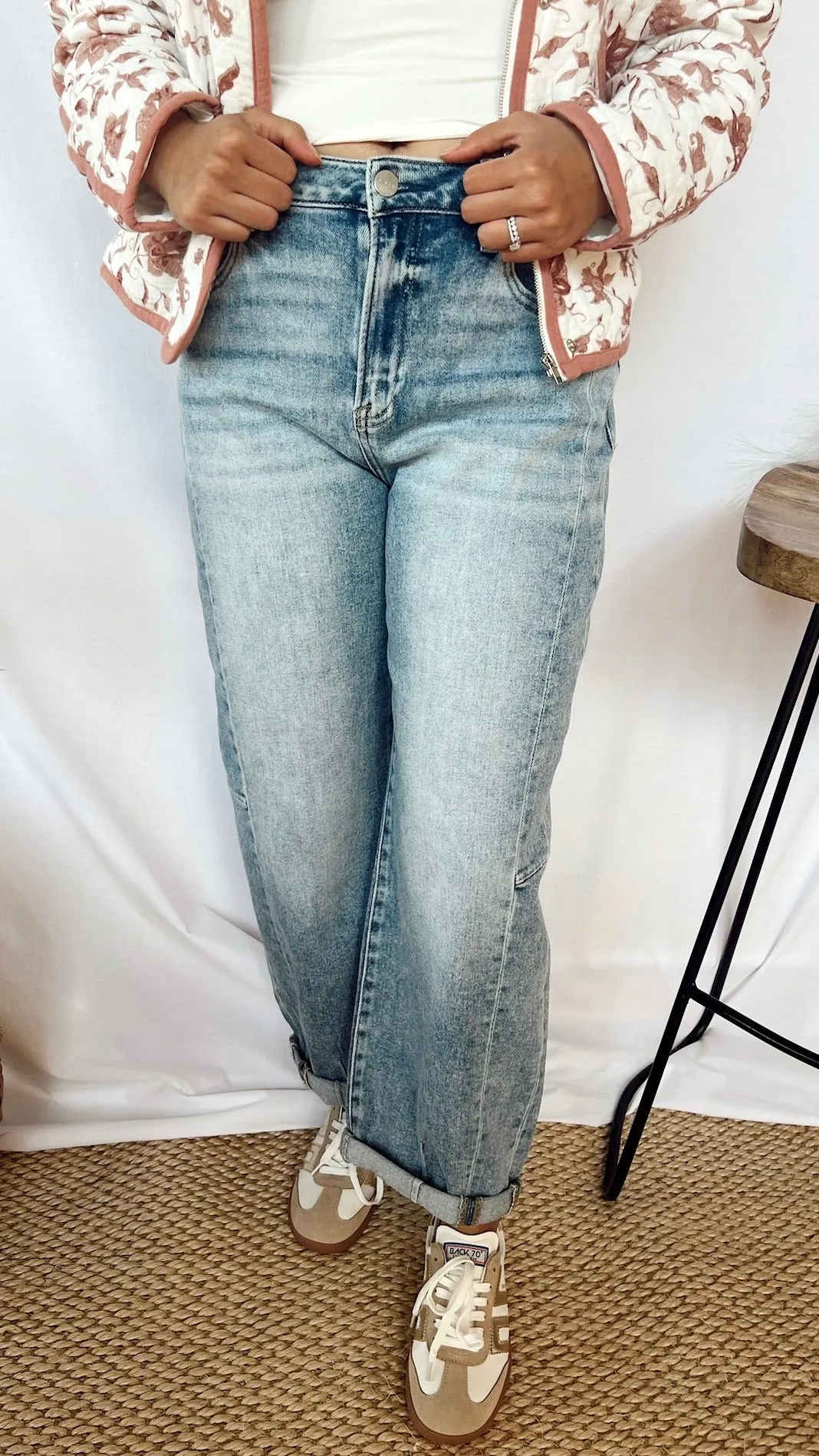 The Risen High Rise Barrel Jeans