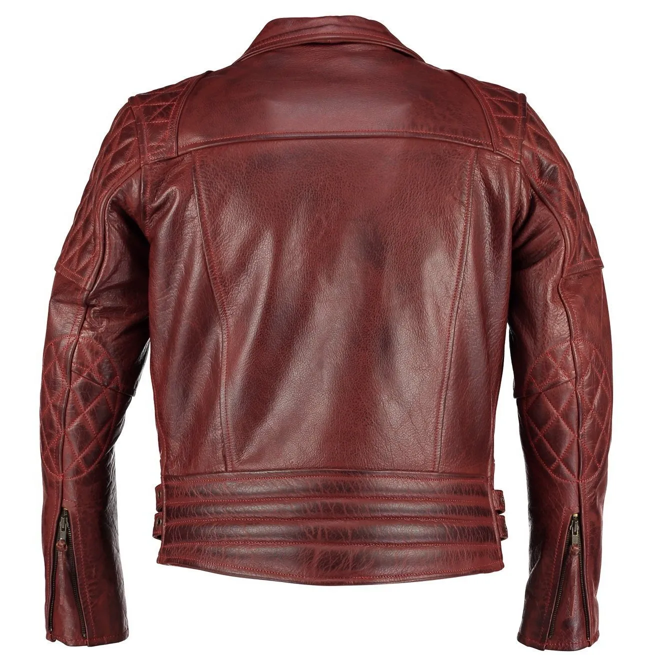 Vintage Red Classic Diamond Motorcycle Mens Leather Jacket