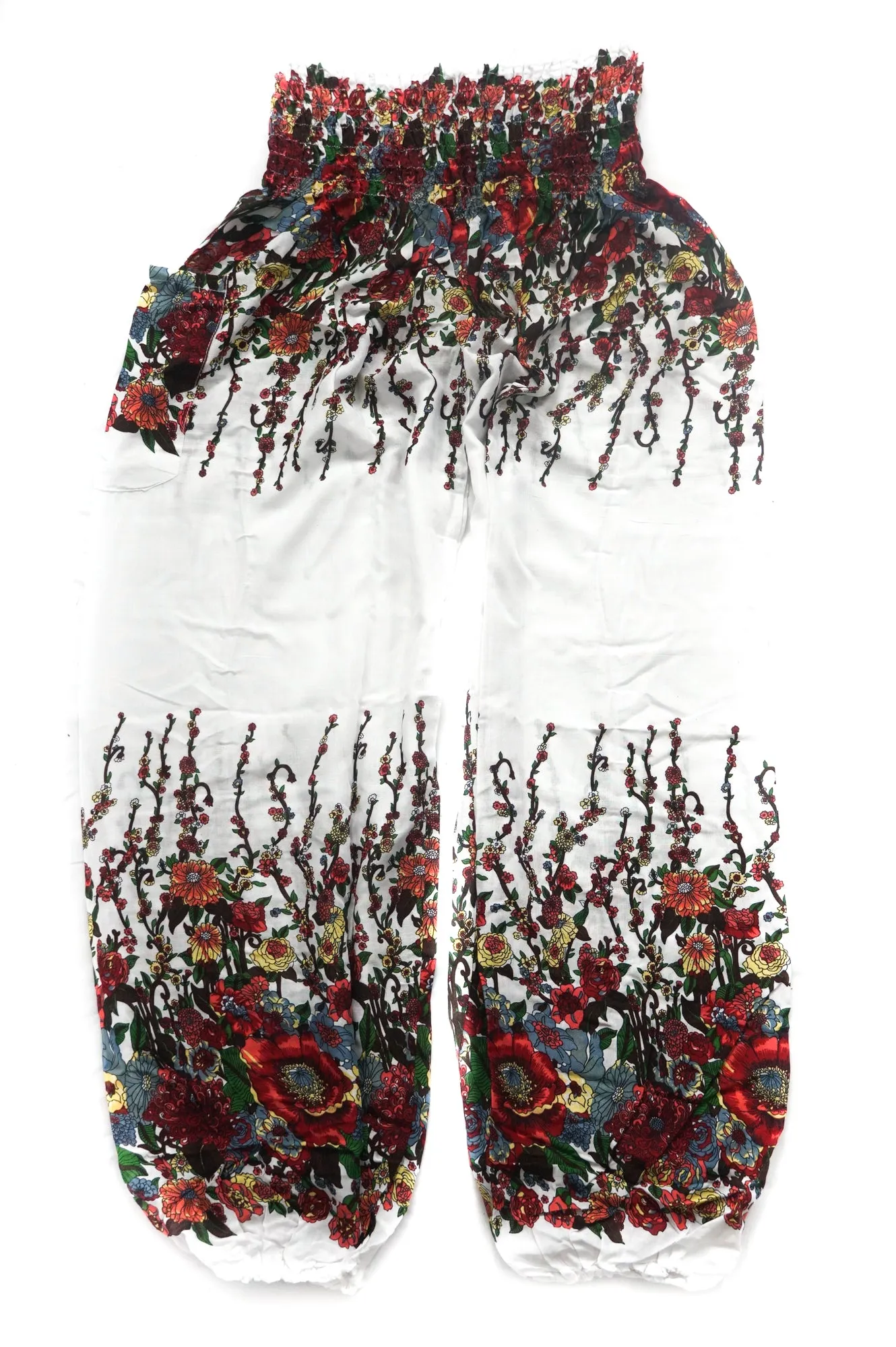 White Floral Harem Pants