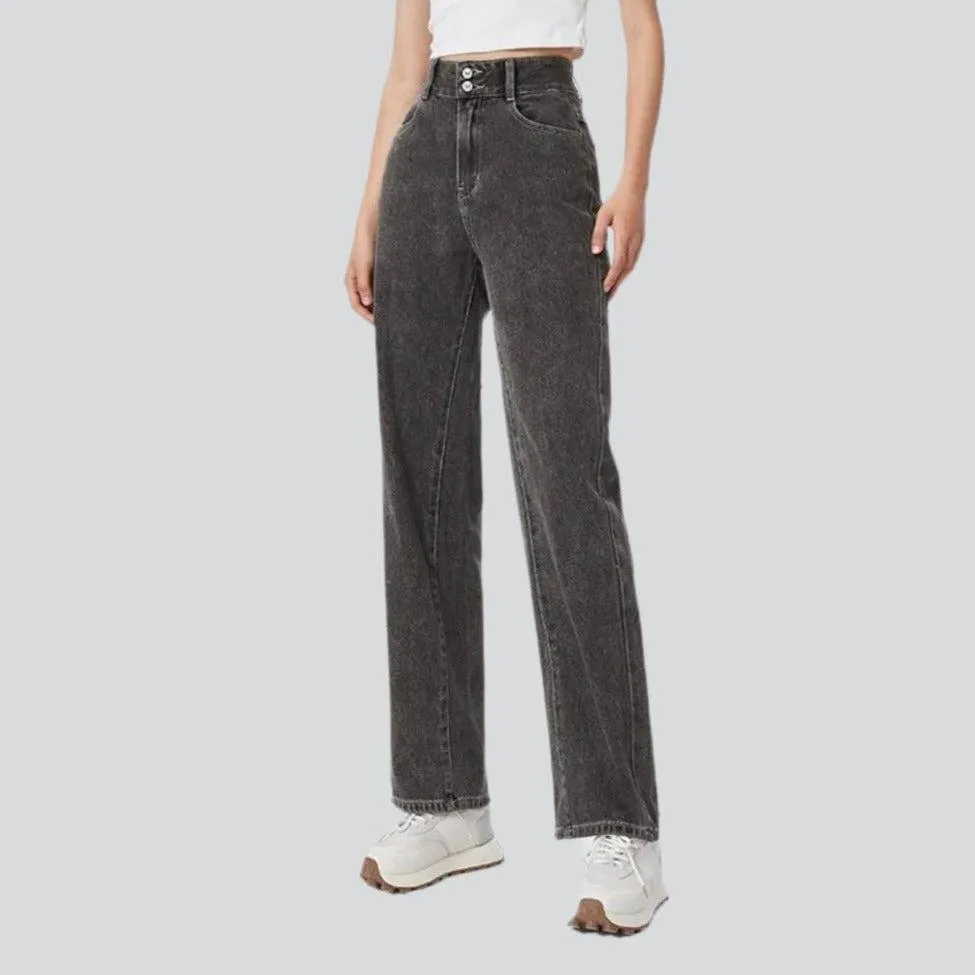 Wide-leg women's denim pants