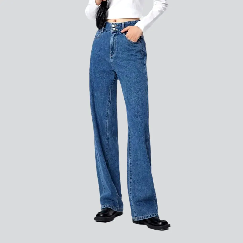 Wide-leg women's denim pants